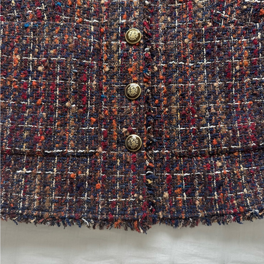 Veronica Beard 10 Doris Tweed Dickey Jacket Navy Multi Rust - Picture 7 of 10